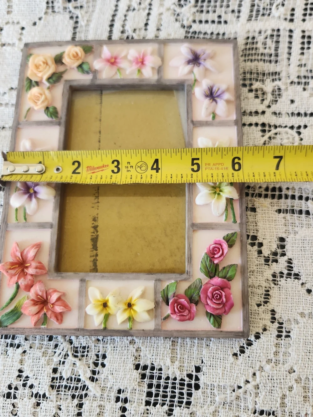 Decorative Floral Photo Frame - Pink Multi-Color